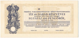 Delcampe - 1927 Őriszentpéter "Őrségi Takarékpénztár Részvénytársaság" Tíz Darab Részvénye Egyben, összesen 100P-ről, Kitöltetlen T - Unclassified