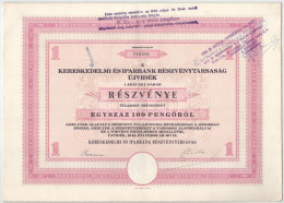 Delcampe - 1942 Újvidék "Kereskedelmi és Iparbank Részvénytársaság Újvidék" Részvénye 100P-ről, Szárazpecséttel, Szelvényekkel, Bél - Unclassified