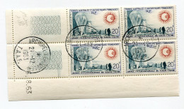 Delcampe - T. A. A. F  N°21 SOLEIL CALME EN BLOC DE 4 DATE DU 16-8-63 AVEC OBLITERATION ARCHIPEL KERGUELEN 21-12-63 T.A.A.F. - Gebraucht