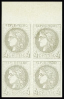 Delcampe - **,bloc De 4 N°41B 4c Gris Report 2, Bloc De 4 Bord De Feuille, Neuf **, Fraîcheur Postale, SUP (cote Pour *) - 1870 Ausgabe Bordeaux