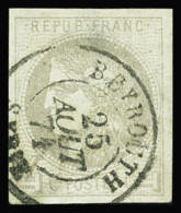 Delcampe - Obl N°41B 4c Gris, R2, Càd De Beyrouth, Aminci, TB D'aspect - 1870 Ausgabe Bordeaux
