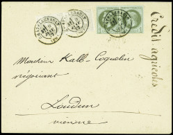 Delcampe - Lettre N°41B En Paire + N°25 En Paire Obl. Càd Chatellerault 9.1.1872, Vienne, Sur Enveloppe D'imprimé Ouverte Pour Loud - 1870 Ausgabe Bordeaux