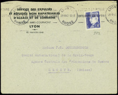 Delcampe - Lettre N°522 Obl Lyon RP (29.2.42) Sur Lettre à En-tête "Service Des Expulsés Et Réfugiés Non Rapatriables D'Alsace Et L - Guerra Del 1939-45