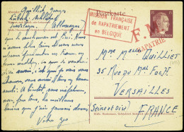 Lettre Entier Carte Postale 15pf Hitler N°713 D'un Prisonnier Français Libéré (8 Mai 1945) Avec Griffe Rouge "FM Rapatri - Guerra Del 1939-45