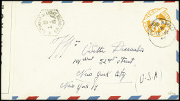 Delcampe - Lettre Env. Entier US 6c. Orange Obl. Càd POSTE NAVALE 13/10/44, à Côté Càd Hexag. BATIMENT De LIGNE RICHELIEU 10/10 Et - Militärische Luftpost