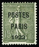 Delcampe - * N°31 15c Vert-olive, POSTES PARIS 1922, Neuf *, Forte Ch. Et Petite Rouss. - Altri & Non Classificati