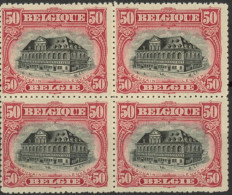 Delcampe - [** SUP] N° 114, 50c Louvain En Bloc De 4 - Cote: 80€ - 1915-1920 Alberto I