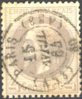 Delcampe - [O SUP] N° 27A, 4c Gris Type I Obl Concours Cachet à Date De Quartier De Paris 'Paris (AS3)' Le 15 Avril 1864 - 1863-1870 Napoléon III Lauré