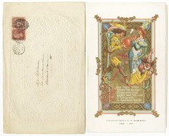 Delcampe - VALENTINES ENVELOPE 1870 Feb 12th Ornately Embossed Envelope (flap Missing) With An Attractive Chromolithographed Folded - Andere & Zonder Classificatie