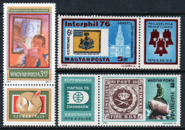 Delcampe - HUNGRÍA – HUNGARY 3 Series Completas X 3 Sellos Mint EXPO FILATELIA CON VIÑETAS Años 1976 A 1978 – Valorizadas € 7,00 - Ongebruikt