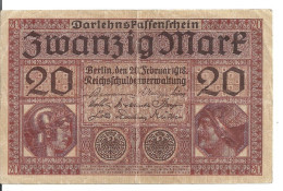 Delcampe - ALLEMAGNE 20 MARK 1918 VF P 57 - 20 Mark