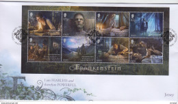 Delcampe - Jersey 2018 - Frankenstein 200 Years Souvenir Sheet Of 8 - FDC - Jersey