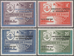Delcampe - Congo Kin 1963 COB 520 à 523. Essais Non Adoptés Tels Quels. Quinzième Anniversaire Des Droits De L'Homme (ONU) - Other & Unclassified