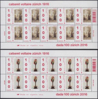 Delcampe - Schweiz MiNr. 2431-32 Avantgarde-Bewegung Dada, H.Ball, S.Taeuber-Arp (2 Bögen) - Altri & Non Classificati