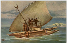 Delcampe - Chr. Rave - Kriegskanoe Von Der Insel Viti - Fiji