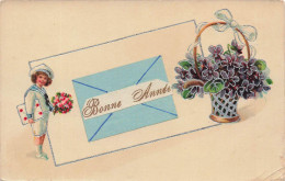 Delcampe - [-15%] FETE VOEUX - Bonne Année - Panier De Fleurs - Petit Marin - Carte De Voeux - Carte Postale Ancienne - Neujahr
