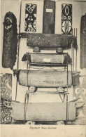 Delcampe - German New Guinea, Carved Shields, Slit Drums Garamut (1910s) Museum Postcard - Papua-Neuguinea