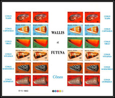 Delcampe - 94191a Wallis Et Futuna N°306/311 Conus Coquillages Shells 1983 Non Dentelé Imperf Feuille Complete (sheet) - Coneshells