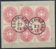 Delcampe - 1864 6 X 5kr Kivágáson, Magas Frankatúra "SZÁSZ-RÉGEN" (ex Ryan) - Other & Unclassified