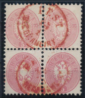 Delcampe - O 1864 5kr Négyestömb, Látványos Friss Darab, Piros / Red "PEST / RECOMANDIRT" (Ryan 900 P) Certificate: Ferchenbauer - Other & Unclassified