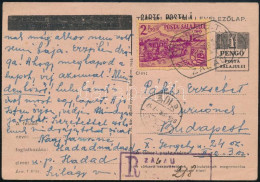 Delcampe - Zilah 1945 1P Felülnyomott Díjjegyes Levelezőlap Zilah II. 2P Kiegészítéssel Ajánlott Küldeményként Feladva. A Levelezől - Other & Unclassified