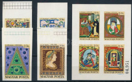 Delcampe - ** 1970 Bélyegnap ívszéli Vágott Sor és Blokk (ujjlenyomat) / Mi 2604-2606 Imperforate Set + Block 77 Imperforate (finge - Other & Unclassified