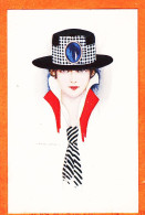 Delcampe - 25457 ️  Illustrateur NANNI 20-3 Série N° 969 ◉ Femme Garçonne Chapeau Bords Plats Damier Cravate Col 26-05-17 ◉ MILANO - Nanni