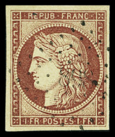 Delcampe - Obl N°6 1f Carmin, Obl. PC 898 De Cognac, Charente, TTB. Signé A.Brun, Scheller - 1849-1850 Ceres