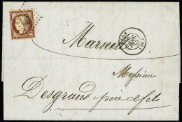 Delcampe - Lettre N°6 1f Carmin, Bien Margé, Obl. PC 1818 Sur Lettre De Lyon 26 Janv 53 Pour Marseille, Arr., TB - 1849-1850 Ceres