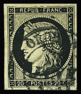 Delcampe - Obl Càd T14 Du 3 Janvier 1849 Sur N°3 20c Noir,  TB. Signé A.Brun - 1849-1850 Ceres