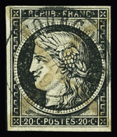 Delcampe - Obl Càd T15 Tourcoing (57) 5 Janv 49, Nord, Et Plume Sur N°3a 20c Noir Sur Blanc, Pd Sinon TB D'aspect - 1849-1850 Ceres