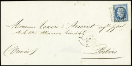Delcampe - Lettre N°14B 20c Bleu Type II, Piquages Susse Sur Lettre De Paris 1861 Pour Poitiers, B/TB - 1853-1860 Napoléon III