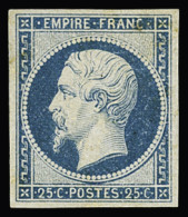 Delcampe - * N°15 25c Bleu, Neuf *, Rousseur De Gomme Sinon TB. Signé JF.Brun - 1853-1860 Napoléon III