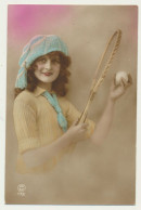 Delcampe - Carte Fantaisie Femme - Tennis - Raquette Balle - Mode Tenue... - Tennis