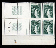 Delcampe - Coin Daté , Sabine N°1964 Du 5 11 79  ** - 1970-1979