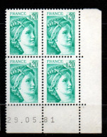 Delcampe - Coin Daté , Sabine N°1967 Du 29 5 1981  ** - 1970-1979