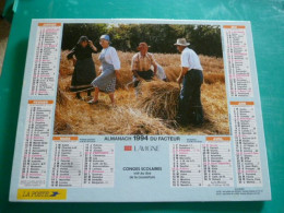 Delcampe - Calendrier Almanach LAVIGNE Facteur 1994  SARTHE Photo Fenaison En Auvergne Moisson En Poitou Agriculture - Big : 1991-00