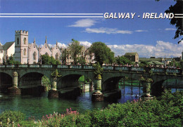 Delcampe - [-5%] IRLANDE - Galway - River Corrib - Salmon Weir Bridge - Pont - Arcs - Fleurs - Tour - Cathédrale - Animé - Carte Po - Galway