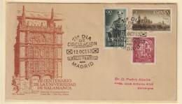 Delcampe - España Spain 1953 - VII Cent. Universidad De Salamanca Sobre De Primer Dia Madrid - FDC