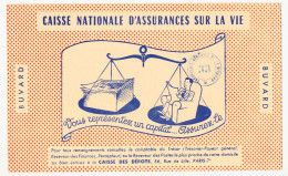 Delcampe - Buvard 22 X 13.5 Caisse National D'Assurances Sur La Vie C.N.A.V.  Balance  Papier Jaune Cachet De La Trésorerie * - Bank & Versicherung