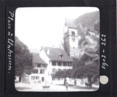 Delcampe - Suisse - Berne - Unterseen - La Place  - 1902   - Plaque De Verre Positive - Swiss - Switzerland - Glass Slides
