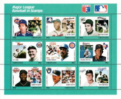 Delcampe - Grenada 1988, Baseball, 9val In Sheetlet Green-blue - Baseball