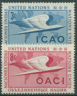 Delcampe - UNO New York 1955 Zivilluftfahrt ICAO Weltkarte 35/36 Postfrisch - Neufs