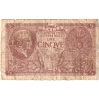 Delcampe - Italie, 5 Lire, 1944-11-23, TB - Regno D'Italia – 5 Lire