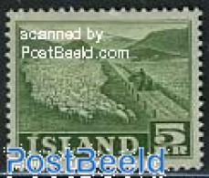 Delcampe - Iceland 1950 5Kr, Sheeps, Stamp Out Of Set, Unused (hinged), Nature - Various - Cattle - Textiles - Ongebruikt