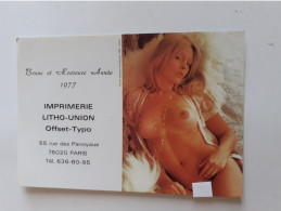 Delcampe - Calendrier De Poche 1977,Femme Nue, Sexy, Pin-NUP, IMPRIMERIE LITHO-UNION PARIS (publicité, Petit, Mini) - Petit Format : 1971-80