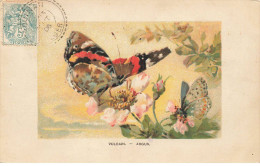 Delcampe - ANIMAUX #SAN47225 PAPILLONS POSES SUR DES ROSES VULCAIN ARGUS FLEURS - Butterflies