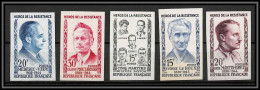 Delcampe - France N°1198/1202 Discount Héros De La Résistance Guerre 1939/1945 War Essai Non Dentelé ** MNH Imperf Proof - Kleurproeven 1945-…