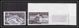 Delcampe - France N°1177/1178 Palais UNESCO Essai Proof Non Dentelé Imperf Sans Gomme No Gum (*) 1958 Cote 125 Don Coin De Feuille - Kleurproeven 1945-…