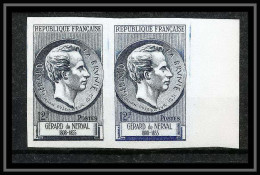 Delcampe - France N°1043 écrivain Writter Gérard De Nerval Labrunie Paire Essai (trial Color Proof) Non Dentelé (imperf) ** - Kleurproeven 1945-…